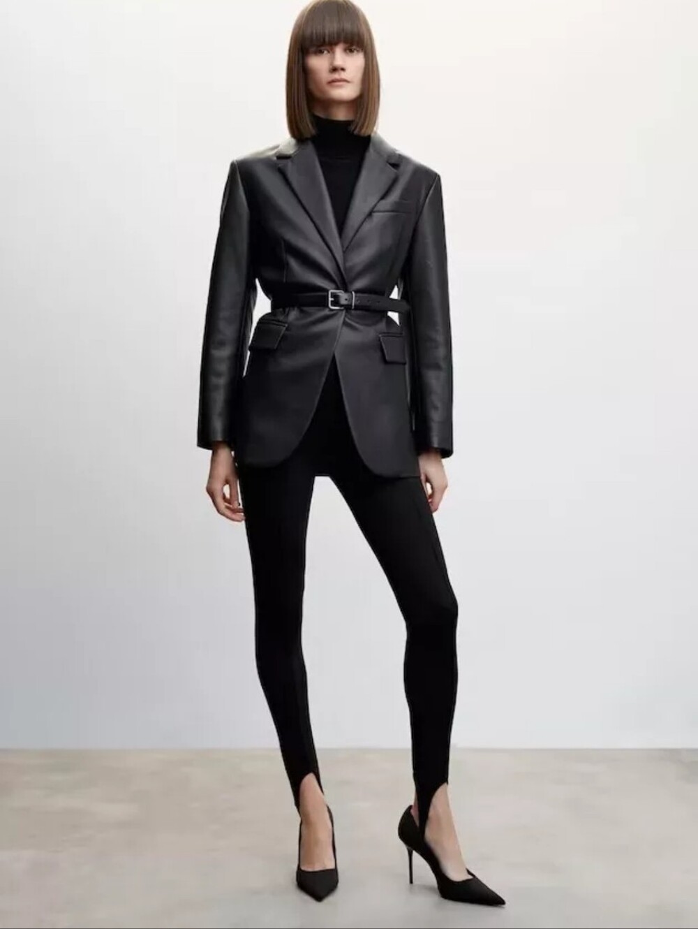 Zara High Waist Black Stirrup leggings M/L Retail $49-jmamgo-revolve
